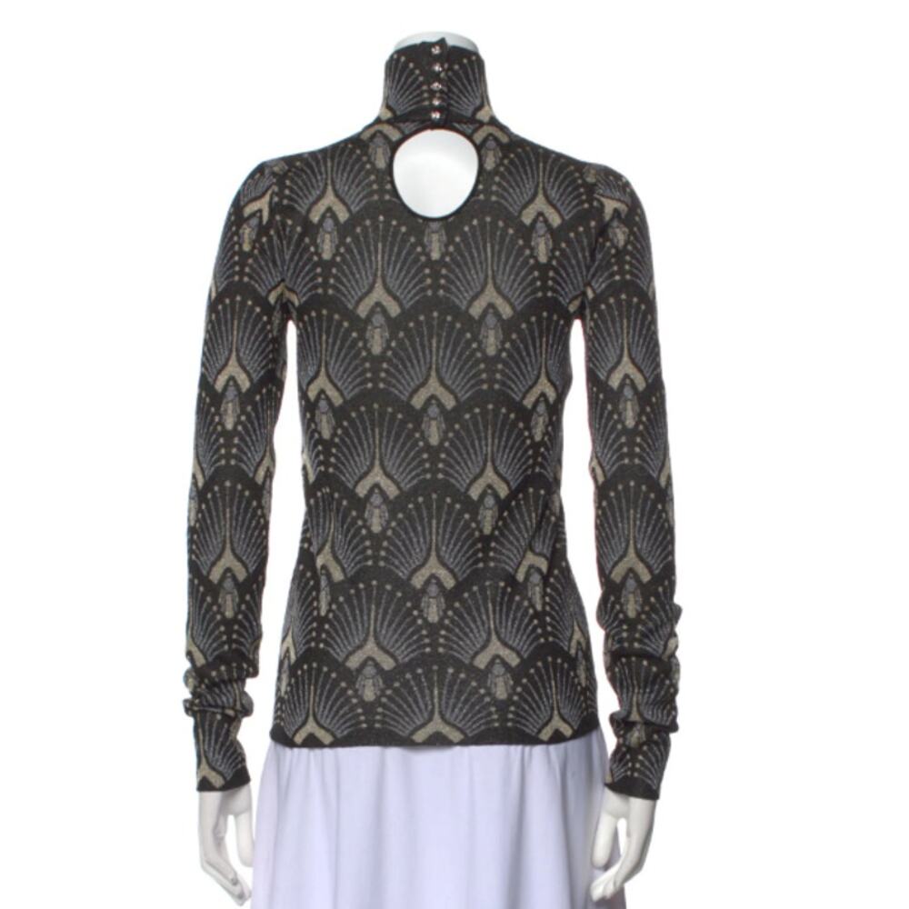 Paco Rabanne Printed Lurex Mock Neck Top - Picture 4 of 4